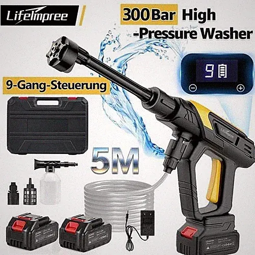 300Bar Akku Hochdruckreiniger Auto Mobiler Druckreiniger Spritzpistole 21V DHL