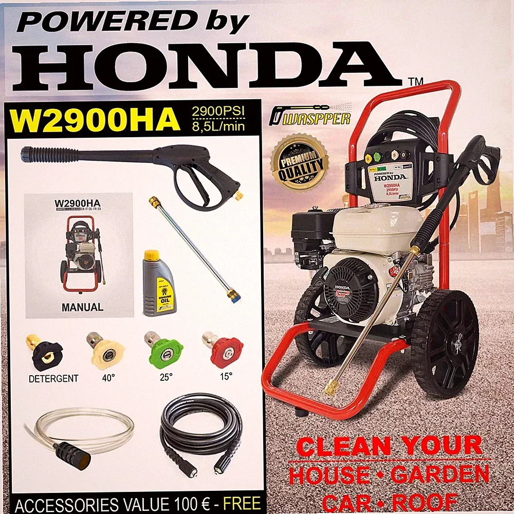 Benzin-Hochdruckreiniger 2900 PSI 200 BAR angetrieben von Honda Strong Auto