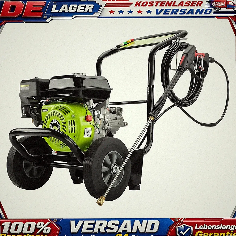 Benzin Hochdruckreiniger 3500 PSI 240bar Arbeitsdruck 10 L/min Grün