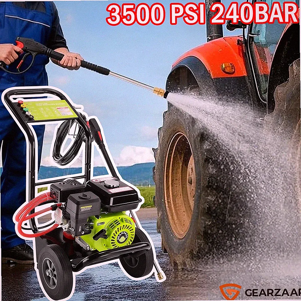 Benzin Hochdruckreiniger 3500 PSI 240bar Arbeitsdruck 10 L/min Grün