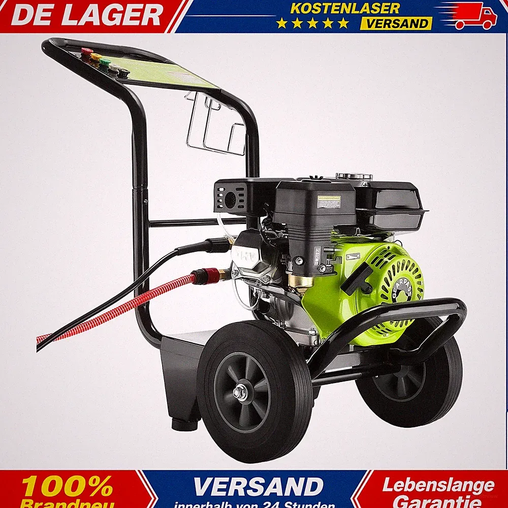 Benzin Hochdruckreiniger 3500 PSI 240bar Arbeitsdruck 10 L/min Grün 7PS