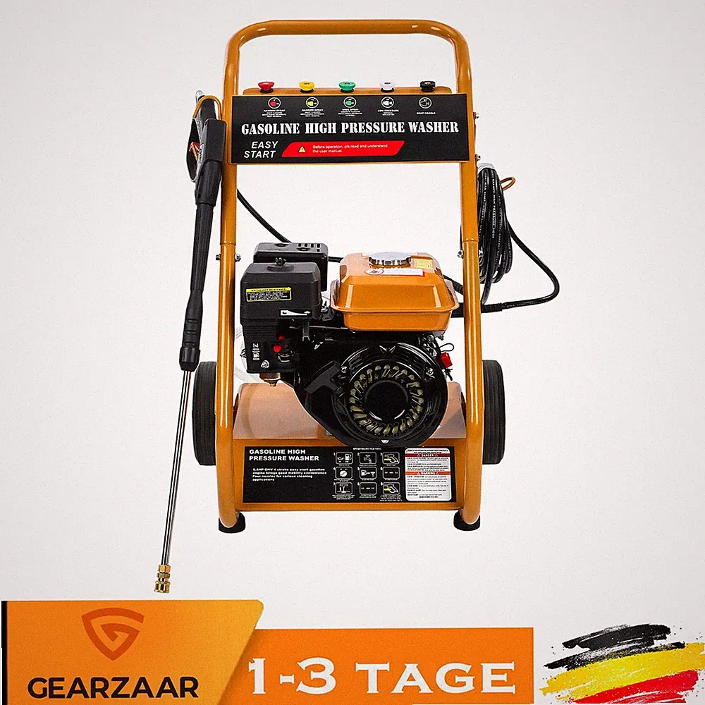 Benzin Hochdruckreiniger 3950 PSI 10 L/min für Autos vertikal mit 5x Düsen 212cc