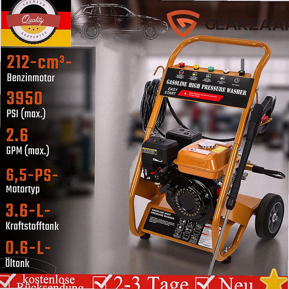 Benzin Hochdruckreiniger 3950 PSI 272bar Arbeitsdruck gasbetriebener 6,5PS 212cc