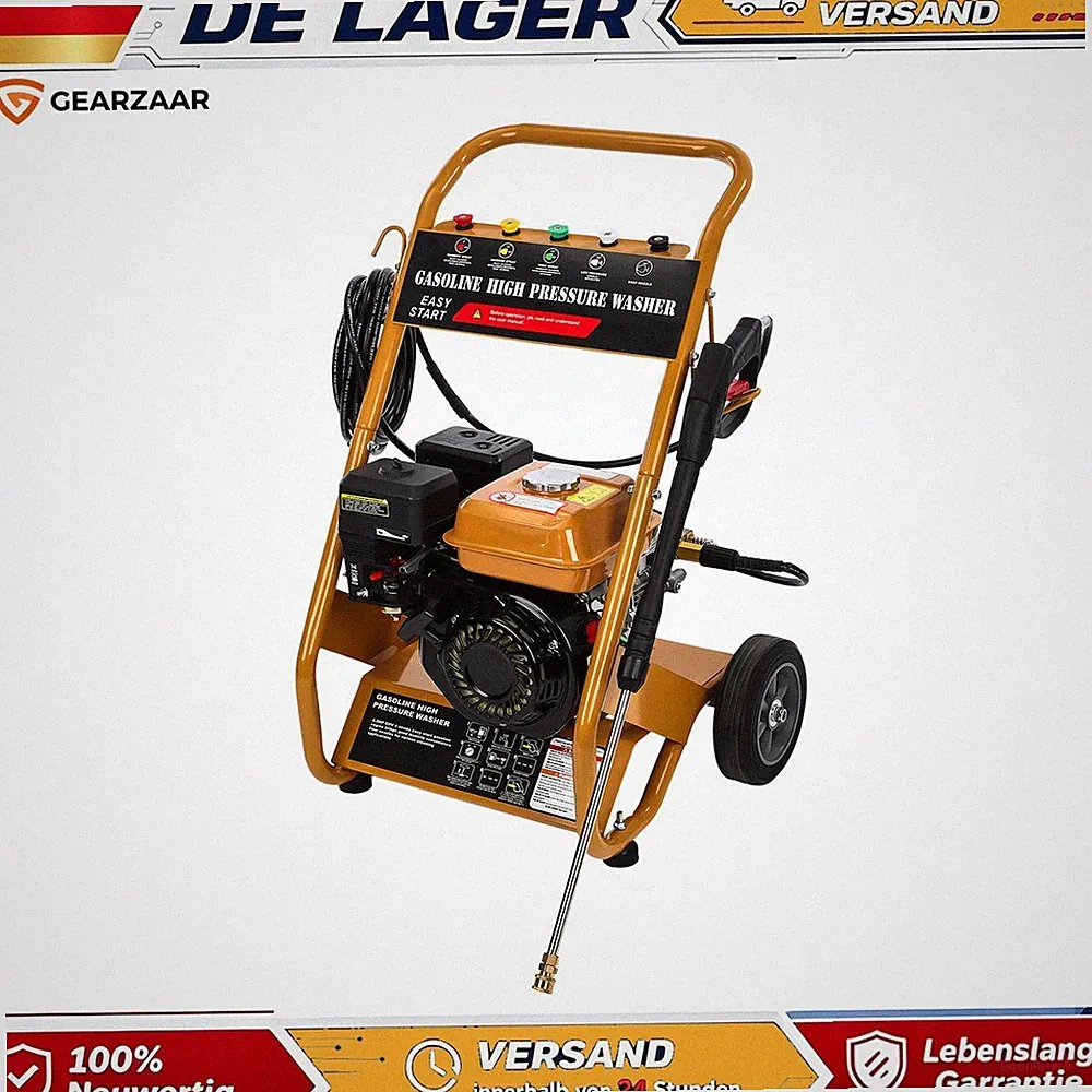 Druckreiniger Benzin für Garten Maschinen 272bar Heisswasser Inklusive Set Düsen