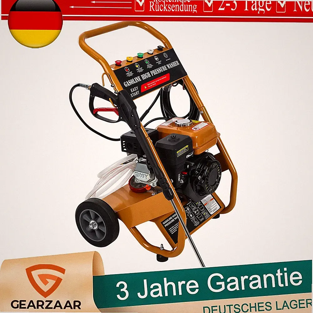 Gas-Hochdruckreiniger 3950 PSI 272bar 4-Takt 5 Düsen für Garten Fahrzeuge