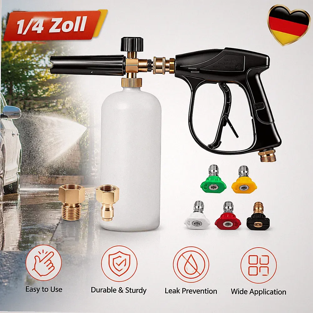 Schaumlanze Schaumkanone M22-14 Gewinde Druckreiniger 1L Flasche Hochdruck DE