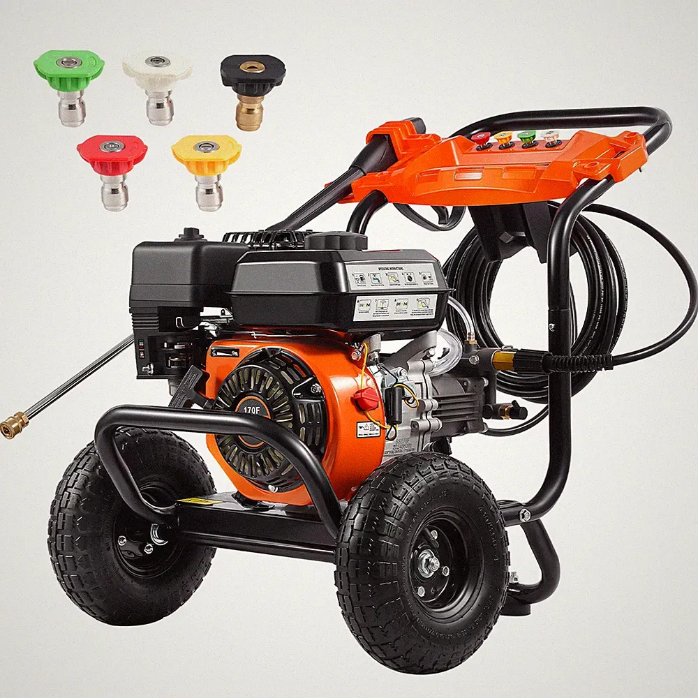VEVOR Benzin Hochdruckreiniger 3500PSI 10L/min 2,6GPM mit 5 Düsensatz für Autos